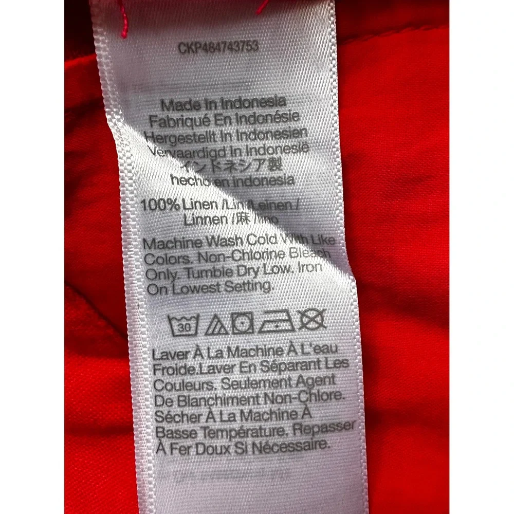 Madewell Clean Button Tab Shorts Rouge Red 100% Linen High Rise Size 00